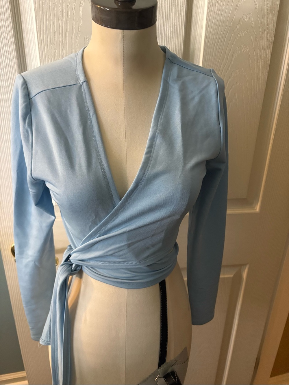 Camila Coelho Light Blue Wrap Crop Top size Medium